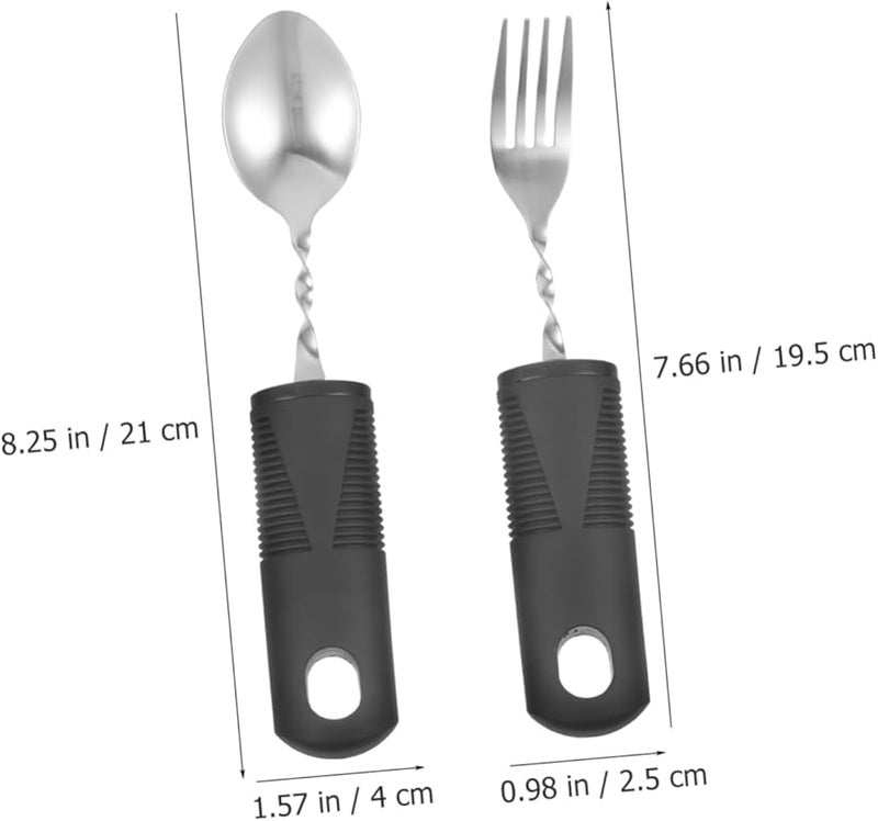 Elderly Fork And Spoon Set With Non Slip Grip For Disabled Patients Kitchen Utensils - Image 5